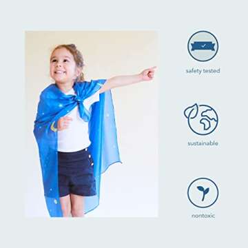 Sarah's Silks Enchanted Playsilk, 100% Silk Scarves for Kids and Toddlers, Sensory Toys | Bright Square Scarves, Montessori Waldorf Toys for Imaginative Pretend Play - Starry Night