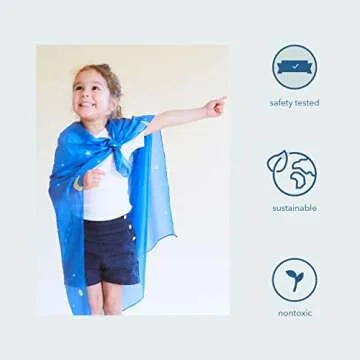 Sarah's Silks Enchanted Playsilk, 100% Silk Scarves for Kids and Toddlers, Sensory Toys | Bright Square Scarves, Montessori Waldorf Toys for Imaginative Pretend Play - Starry Night
