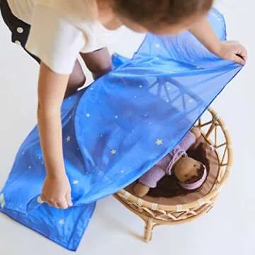Sarah's Silks Enchanted Playsilk, 100% Silk Scarves for Kids and Toddlers, Sensory Toys | Bright Square Scarves, Montessori Waldorf Toys for Imaginative Pretend Play - Starry Night