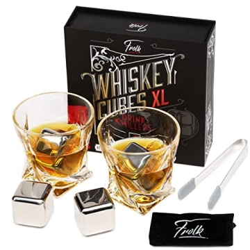 XL Stainless Steel Whiskey Ice Cubes Gift Set for Connoisseurs!