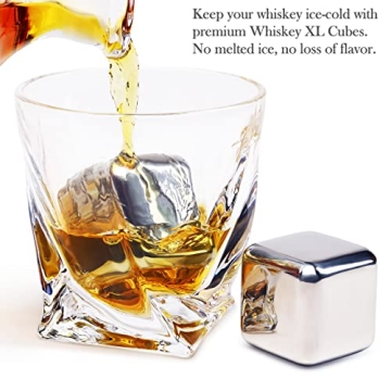 XL Stainless Steel Whiskey Ice Cubes Gift Set for Connoisseurs!