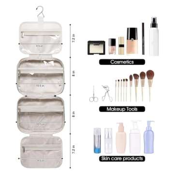 Narwey Hanging Toiletry Bag for Women Travel Makeup Bag Organizer Toiletries Bag for Travel Size Essentials Accessories Cosmetics (Mint Green (Medium))