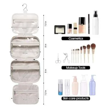 Narwey Hanging Toiletry Bag for Women Travel Makeup Bag Organizer Toiletries Bag for Travel Size Essentials Accessories Cosmetics (Mint Green (Medium))