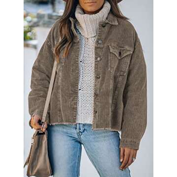 Dokotoo Womens Ladies Winter Autumn Fashion Oversized Long Sleeve Corduroy Jackets for Women Fashion...