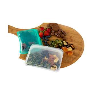 REBEL FRESH Reusable Food-Grade Silicone Storage Bags, Dishwasher, Microwave, Sous Vide, Freezer and Oven Safe. 6 Pcs. Ziplock Bags. Kitchen Storage Solution. White