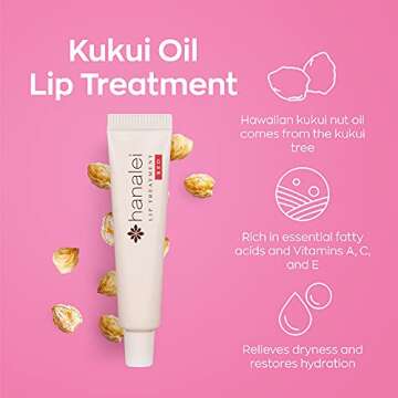 Hanalei Hydrating Lip Treatment Balm – Cruelty-Free, Paraben-Free Moisturizer for Severely Dry, Chapped Lips – Kukui Oil, Shea Butter & Grapeseed Oil –Multi Colored Tint, Travel-Size 3-Pack (5ml X 3)