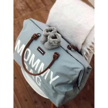 Childhome The Original Mommy Bag, Large Baby Diaper Bag, Mommy Hospital Bag, Large Tote Bag, Mommy Travel Bag, Baby Bag Tote, Pregnancy Must Haves (Grey)