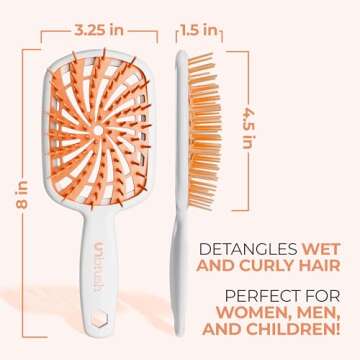 FHI Heat UNbrush Plus — Curly Hair Brush for Gentle & Effective Detangling on Wet or Dry Fragile Hair Types — Detangler Brush w/ 84 UltraFlex Bristles, Ultra-light, Vented, Anti Static Hairbrush