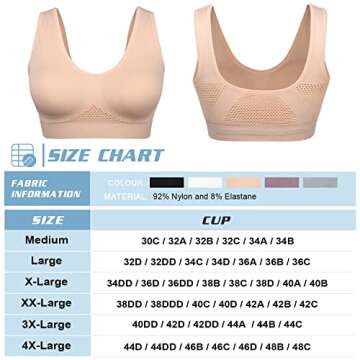 VEQKING Women Sports Bra Pack Plus Size Wireless Sleep Bras Seamless Comfortable Everyday Nursing Yoga Sport Bras