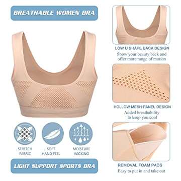 VEQKING Women Sports Bra Pack Plus Size Wireless Sleep Bras Seamless Comfortable Everyday Nursing Yoga Sport Bras