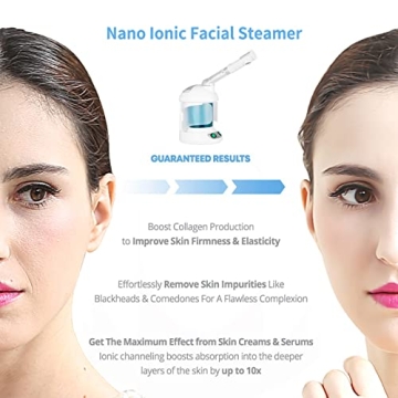 RICANK Facial Steamer Warm Mist Face Steamer Professional Hot Mist Moisturizing Nano Ionic Table Top Mini Steamer Spa 360° Rotatable Hydration System Sprayer Hydration Use at Home Sauna Spa or Salon
