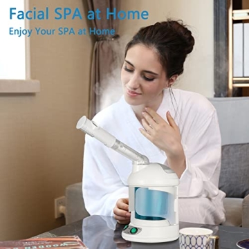 RICANK Facial Steamer Warm Mist Face Steamer Professional Hot Mist Moisturizing Nano Ionic Table Top Mini Steamer Spa 360° Rotatable Hydration System Sprayer Hydration Use at Home Sauna Spa or Salon