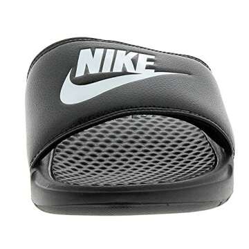 Nike Men's Benassi Just Do It Athletic Sandal, Black/White, 10.0 Regular US