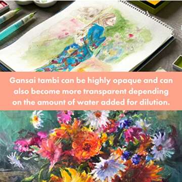 Kuretake GANSAI TAMBI Watercolor Paint Set 24 Colors II - Art nouveau, Professional-quality art supplies for artists adult painting aketching, Non-Toxic, Made in Japan