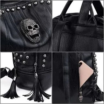 UTO Skull Fashion Backpack - Chic PU Leather Rucksack