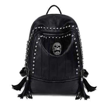 UTO Skull Fashion Backpack - Chic PU Leather Rucksack