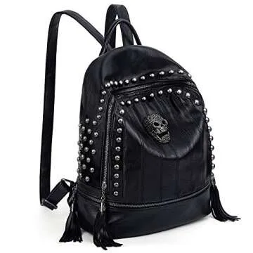 UTO Skull Fashion Backpack - Chic PU Leather Rucksack