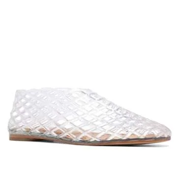 Red Jelly Mesh Ballet Flats for Women Adult Clear Hollow Jelly Sandals Beach Ballerina Jellies Shoes