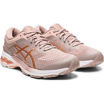 ASICS Women's Gel-Kayano 26 Running Shoes, 7, Fawn/Rose Gold