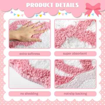 Tinideya Cute Scalloped Bow Bath Mat for Trendy Decor
