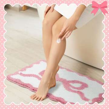 Tinideya Cute Scalloped Bow Bath Mat for Trendy Decor