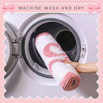 Tinideya Cute Scalloped Bow Bath Mat for Trendy Decor