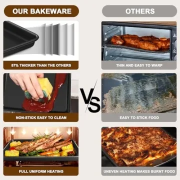 Nonstick Baking Sheet Pan Set of 3 - Durable & Easy Clean
