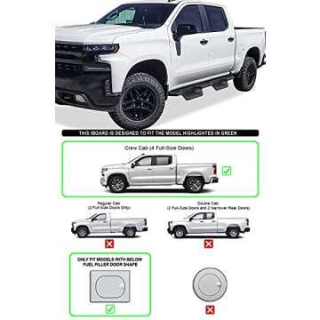 APS Stainless Steel 6.5in Nerf Bars Pocket Steps Square Tube Rocker Guards Compatible with Chevy Sil...