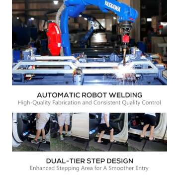 APS Stainless Steel 6.5in Nerf Bars Pocket Steps Square Tube Rocker Guards Compatible with Chevy Silverado GMC Sierra Crew Cab 19-25