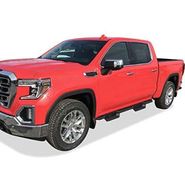 APS Stainless Steel 6.5in Nerf Bars Pocket Steps Square Tube Rocker Guards Compatible with Chevy Silverado GMC Sierra Crew Cab 19-25