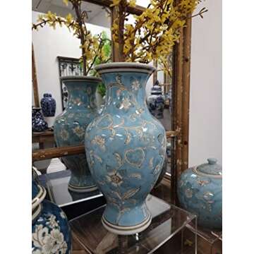 Galt International 14" Chinoiserie Ceramic Flower Vase