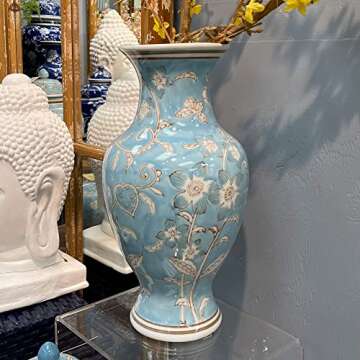 Galt International 14" Chinoiserie Ceramic Flower Vase