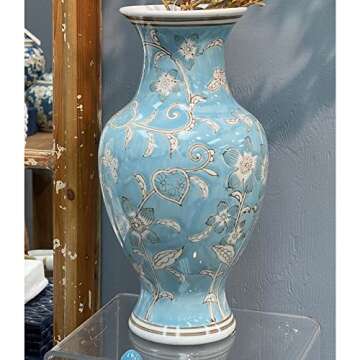 Galt International 14" Chinoiserie Ceramic Flower Vase