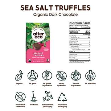 Alter Eco | Deep Dark Sea Salt Truffles | 58% Pure Dark Cocoa, Fair Trade, Organic, Non-GMO, Gluten ...