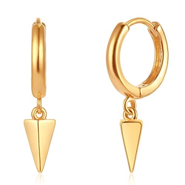 GUEMER Gold Spike Huggie Hoop Earrings - 14K Gold Plated, Chic & Lightweight