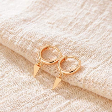 GUEMER Gold Spike Huggie Hoop Earrings for Women