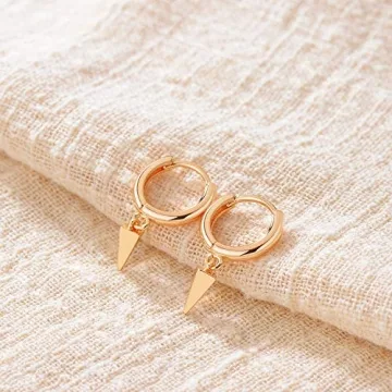 GUEMER Gold Spike Huggie Hoop Earrings for Women
