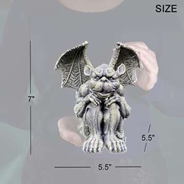 OwMell Gargoyle Statue Garden Guardian Sculpture Figurine Gothic Indoor Outdoor Garden Decor Statue 7 Inch - Sitting