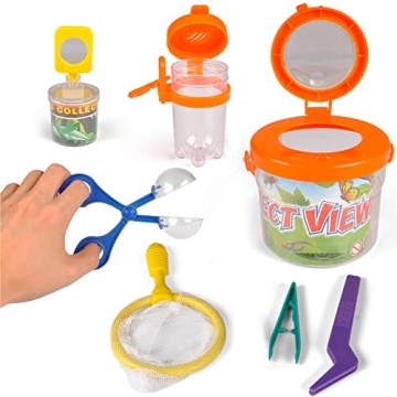 Bug Catcher Kit for Kids - 7 Piece Outdoor Explorer Set with Magnifiers