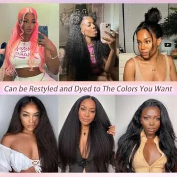 hogu 360 Lace Front Human Hair Wig Kinky Straight 24 Inch