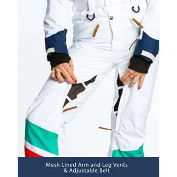 Snowmobile Suit | Insulated Waterproof Retro 80s Ski Jacket Women (XS) White Retro Stripe