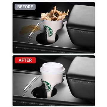 BASENOR Tesla Model Y Model 3 Cup Holder Insert Center Console Slot Slip Limit Clip Upgrade 2021 2022 2023 2024 Black (Not Compatible with 2024 Tesla Model 3)