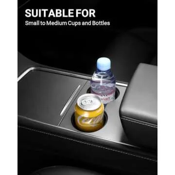 BASENOR Tesla Model Y Model 3 Cup Holder Insert Center Console Slot Slip Limit Clip Upgrade 2021 2022 2023 2024 Black (Not Compatible with 2024 Tesla Model 3)