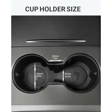 BASENOR Tesla Model Y Model 3 Cup Holder Insert Center Console Slot Slip Limit Clip Upgrade 2021 2022 2023 2024 Black (Not Compatible with 2024 Tesla Model 3)