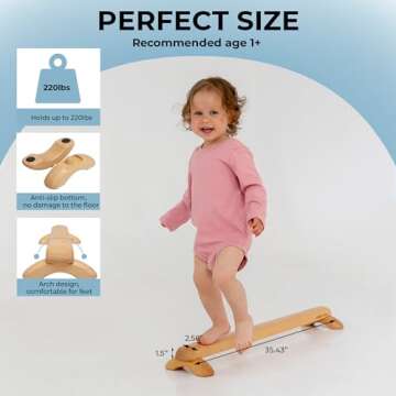 AVDAR Toddler Balance Beam Imported Beechwood Kids Balance Beam for Kids 3-5 & 1-3, Super Durable Sensory Balance Beam Balance Board for Indoor Outdoor Use