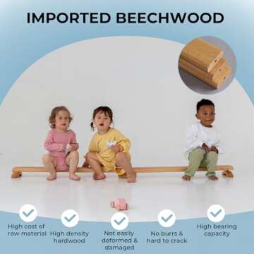 AVDAR Toddler Balance Beam Imported Beechwood Kids Balance Beam for Kids 3-5 & 1-3, Super Durable Sensory Balance Beam Balance Board for Indoor Outdoor Use
