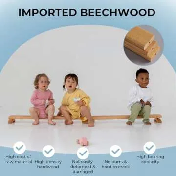 AVDAR Toddler Balance Beam Imported Beechwood Kids Balance Beam for Kids 3-5 & 1-3, Super Durable Sensory Balance Beam Balance Board for Indoor Outdoor Use