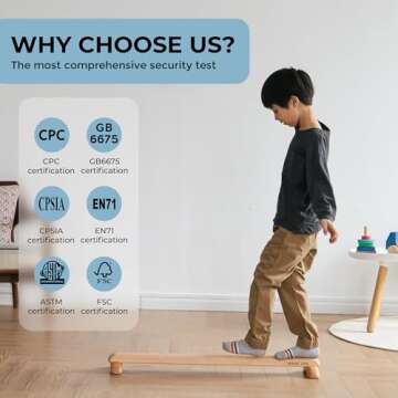 AVDAR Toddler Balance Beam Imported Beechwood Kids Balance Beam for Kids 3-5 & 1-3, Super Durable Sensory Balance Beam Balance Board for Indoor Outdoor Use