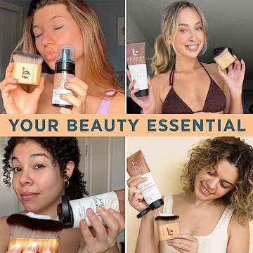 Ultra Soft Self Tanner Brush - Kabuki Brush for Body Foundation & Makeup, Blending Applicator for Tanner, Self Tanning Mitt, Achieves Sunless Streak-Free Fake Tan, Durable & Easy to Clean