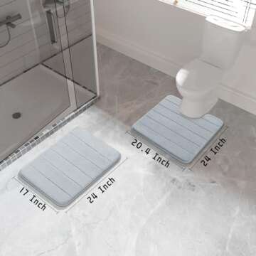 Yimobra Memory Foam Bath Mat Set, 2 Pieces Soft Bathroom Rugs,17x24 and 24x20.4 U-Shaped for Bathroo...